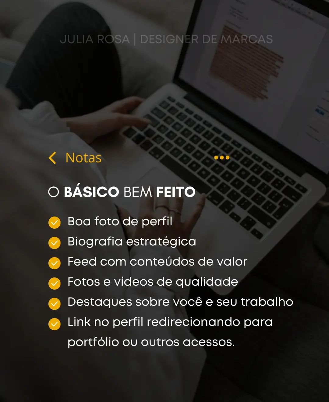 Se você quer ter um perfil estruturado comece pelo básico 👆 análise seu perfil e pense: ele está alinhado com meu objeti