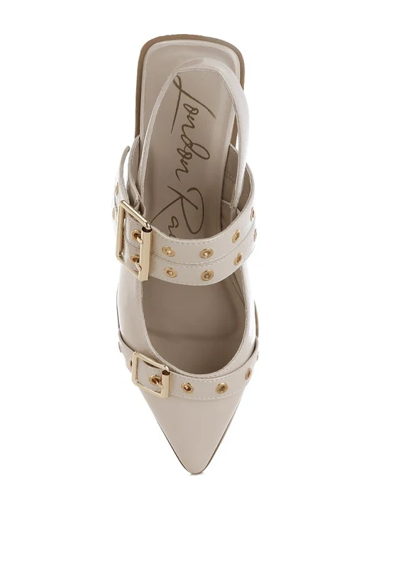 Leatherette Eyelets & Buckle Detail Flats thumbnail