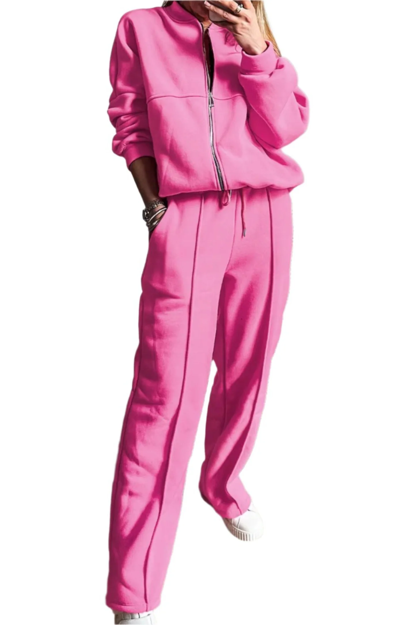 Zip Up Long Sleeve Top and Pants Set thumbnail