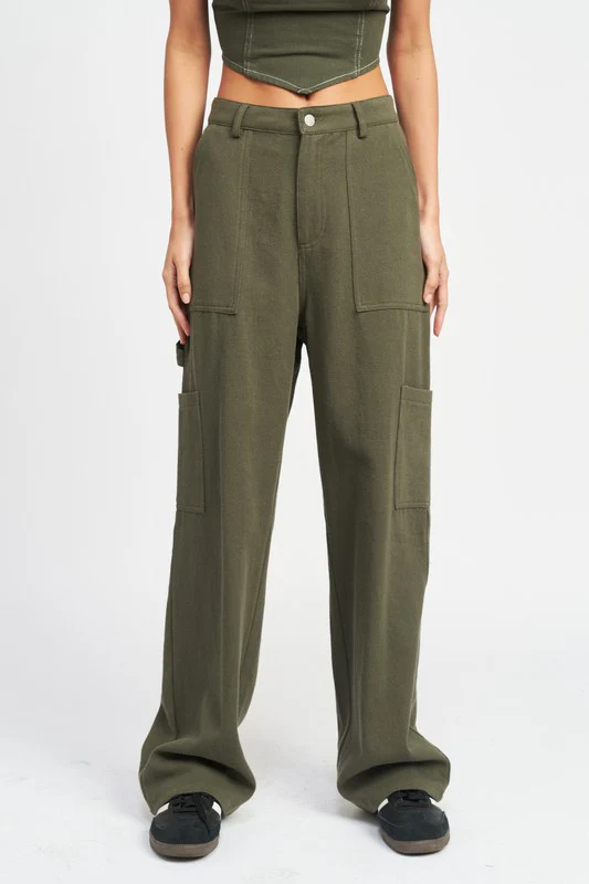 100% Cotton Low Waist Cargo Pants thumbnail