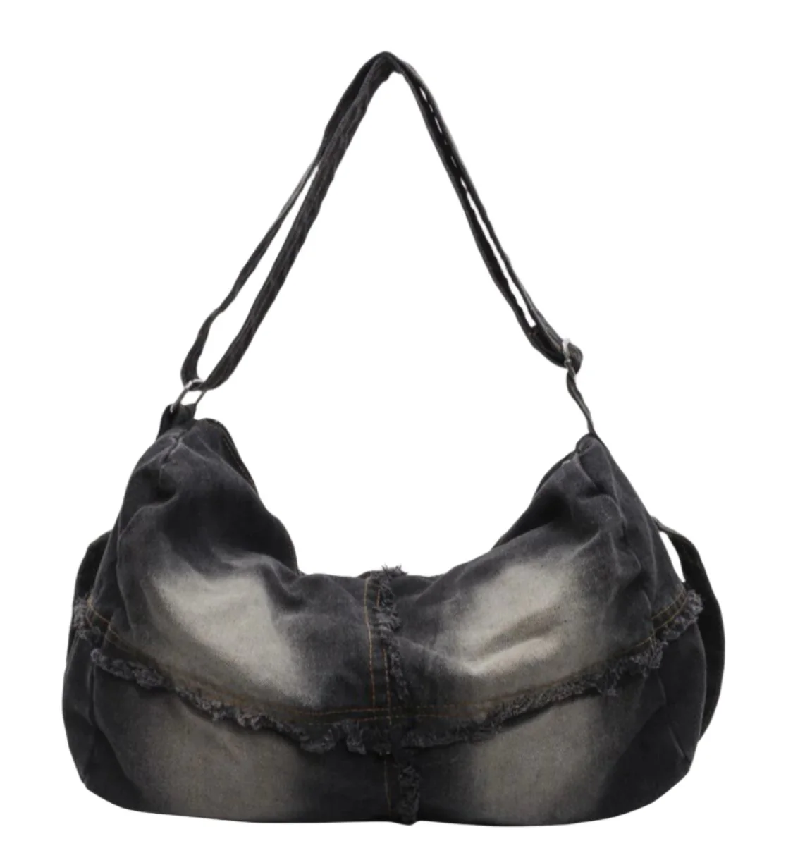 Raw Hem Gradient Thick Strap Denim Bag thumbnail