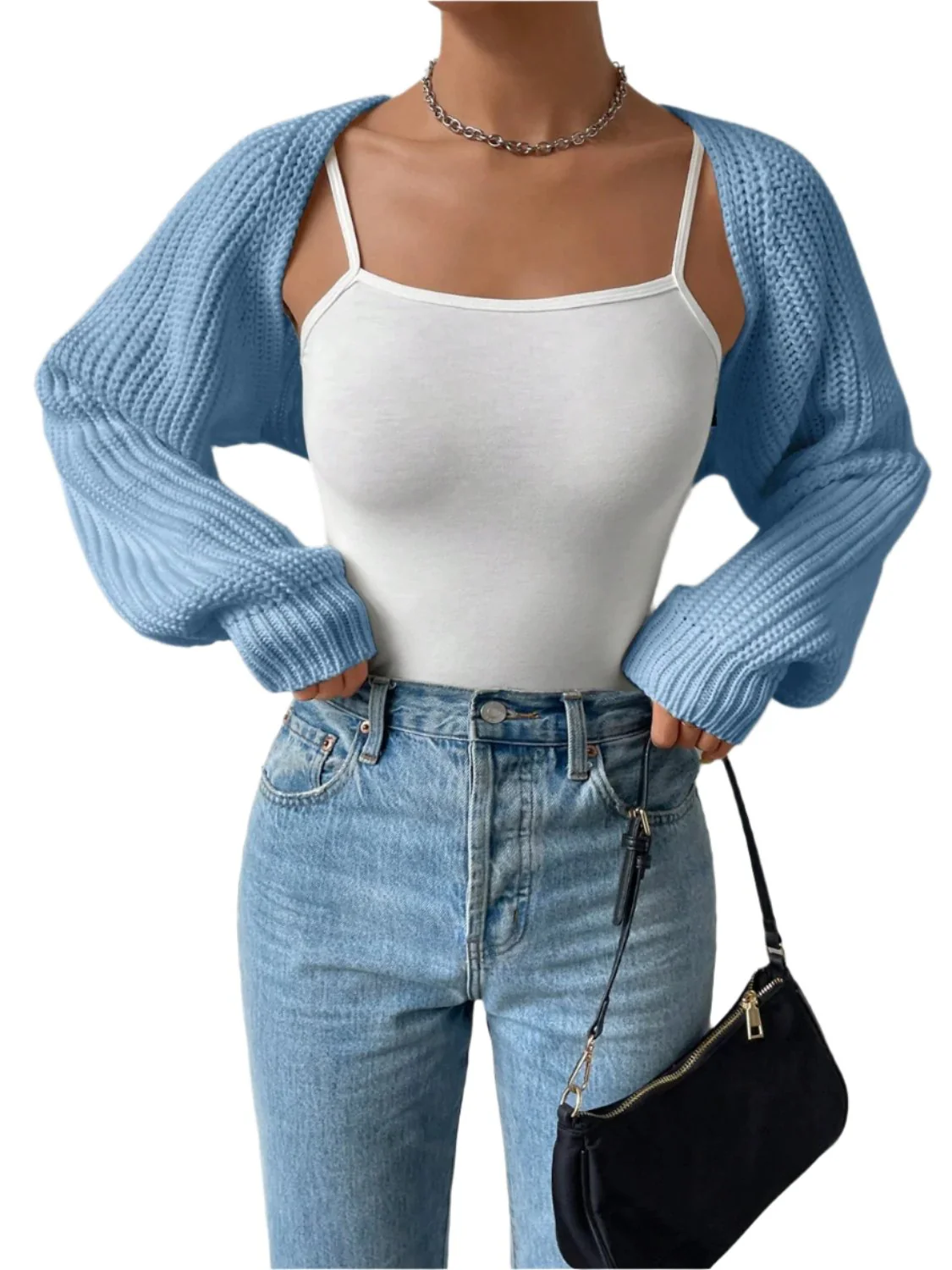 Open Front Long Sleeve Cropped Cardigan thumbnail