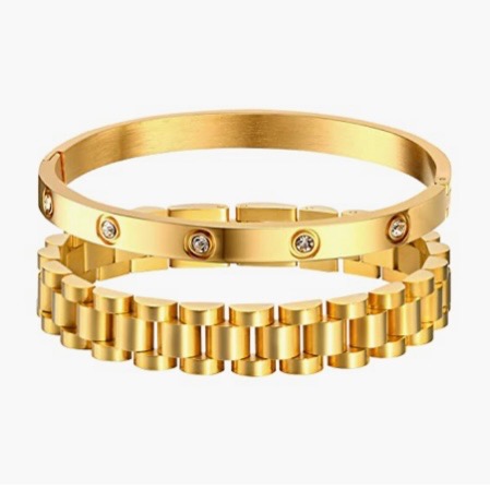 MPRAINBOW 2pcs Gold Chain Link Bracelet thumbnail