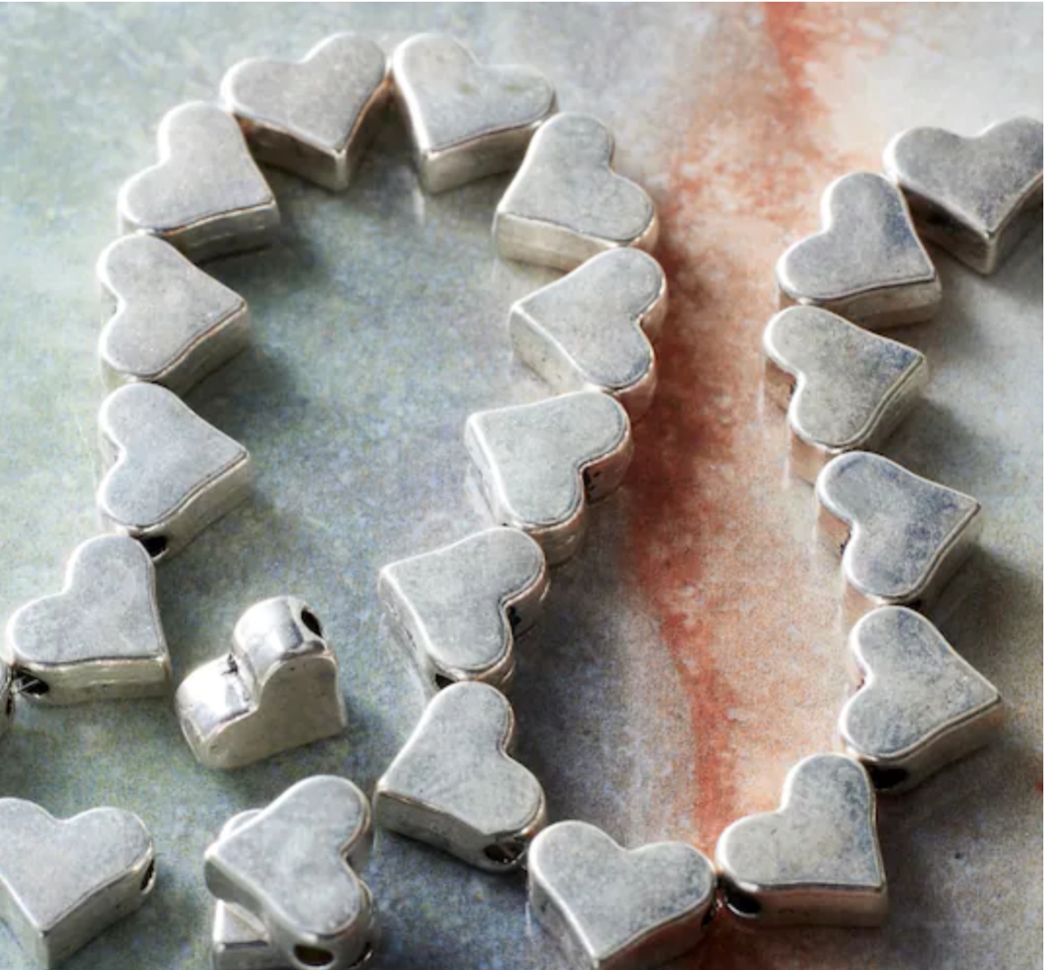 Silver Metal Heart Beads thumbnail