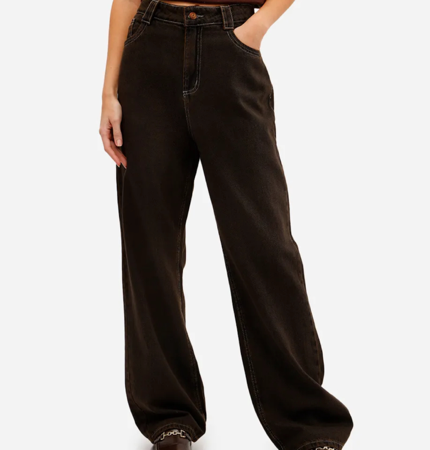 Calça wide leg slim marrom  thumbnail