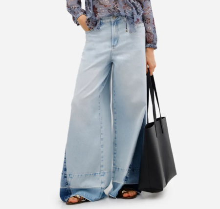 Calça jeans super wide leg lavagem clara  thumbnail