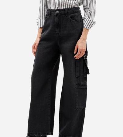 Calça jeans cargo preta thumbnail