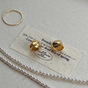 ER41-ball earrings สีเงิน&ทอง thumbnail