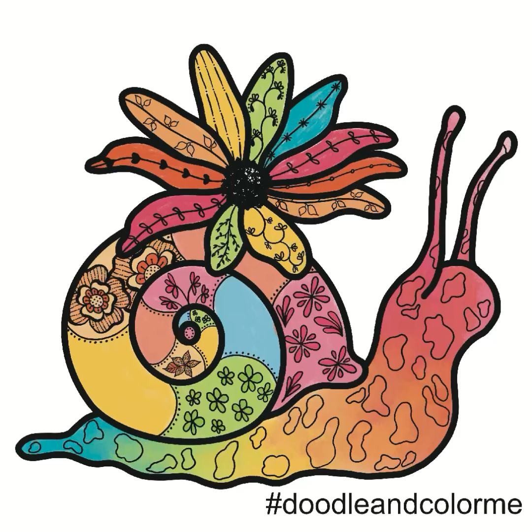 This whimsical floral snail is one of my favorites!  #doodleandcolorme 

#doodle #coloringpage #doodleandcoloringpage #c