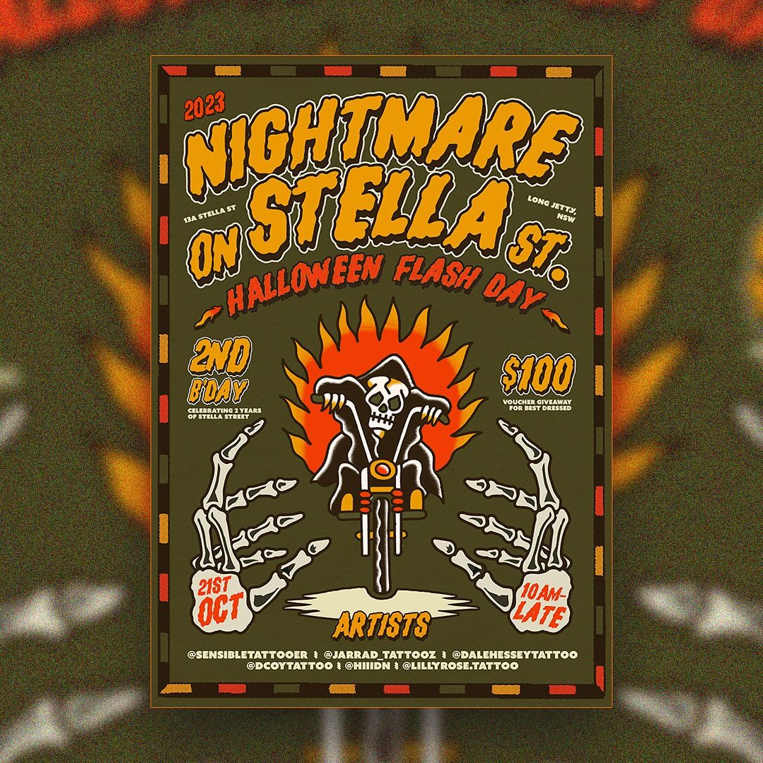 Stoked with how this Halloween flash day poster came out for the team at @stellastreettattoo 👻 

My incredible partner @