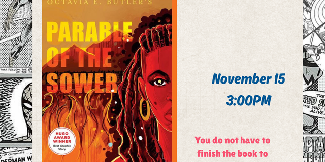 Let’s Get Graphic ! Graphic Novel BookClub: Parable Of The Sower - The Worlds Borough Bookshop thumbnail