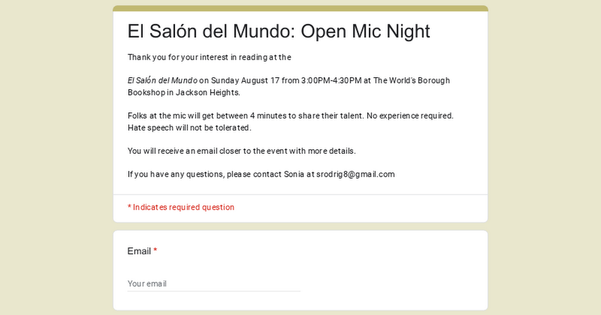 El Salón del Mundo: Open Mic Night thumbnail