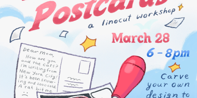 Postal Postcard: A Linocut Workshop! - The Worlds Borough Bookshop thumbnail