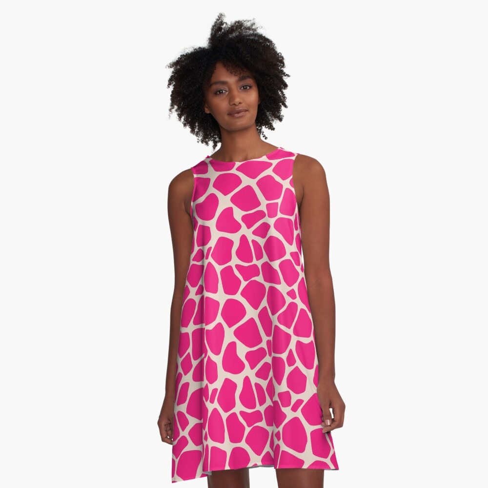 Pink Giraffe Print A-Line Dress thumbnail