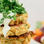 SUPERVALU - Jess's Courgette Fritters with Ranch Dressing and Tomato and Peach Salad thumbnail