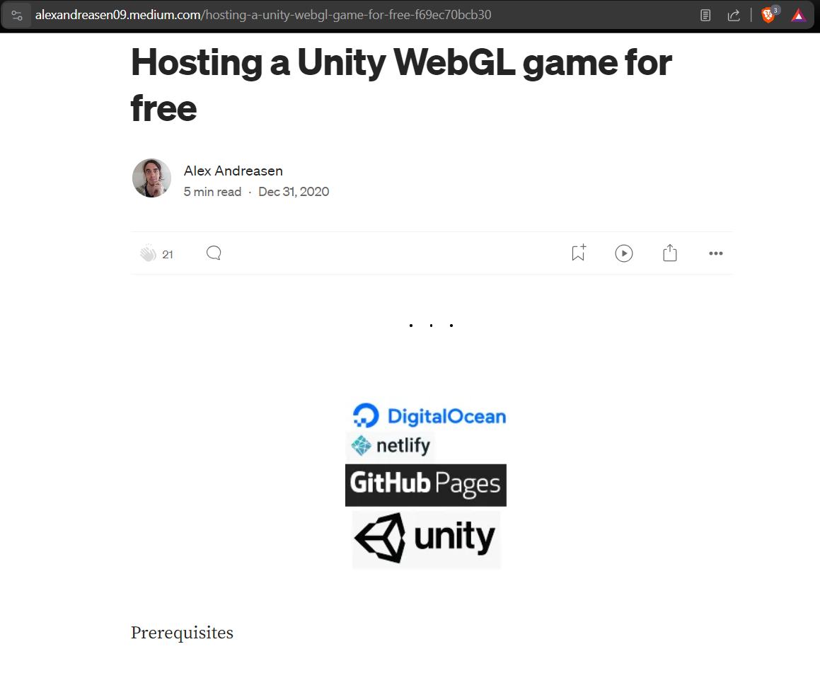 Article: Hosting a Unity WebGL for free thumbnail