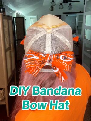 Show your team spirit in a DIY bandana bow hat…customize it for your team! 🧡  #craftideas #bandana #bow #teamspirit #tex