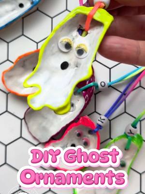 Spooky cute ghosts made with oyster shells! 👻 #halloween #halloweencrafts #craftideas #ghosts #diyornaments 