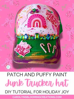 Turning a plain trucker hat into the cutest holiday accessory ever! 🎄✨ Patches + puffy paint = instant festive photo op 