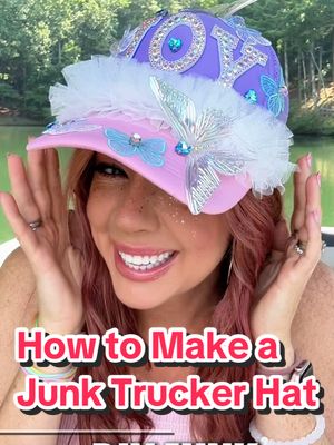 My DIY junk trucker hat fits the trend! #junkhat #truckerhat #summertrends #craftideas #butterfly #hat #hats #outfitinsp