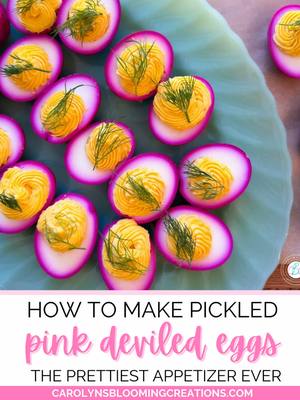 These pickled pink deviled eggs are the prettiest little party snack 💖 wait until you see the color transformation! 🥚 Sa