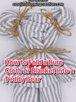 Fold a baby blanket or burp cloth into a teddy bear for a new mom or baby shower gift! #babyshowerideas #babyshower #bab