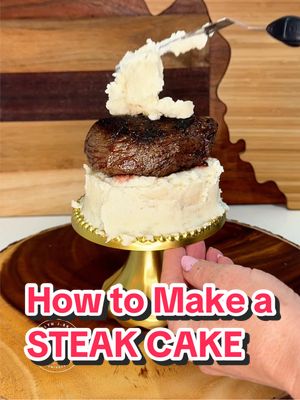 An easy STEAK CAKE for the meat and potatoes lover in your life! 💖 #steakcake #steak #cakes #cakedecorating #fathersday 