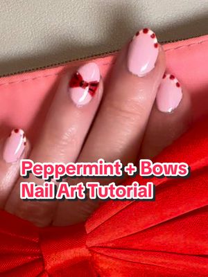 My DIY peppermint and bows holiday mani inspired by my @IPSY bag! Use code afe55197 for 30% off for new @Temu app users!