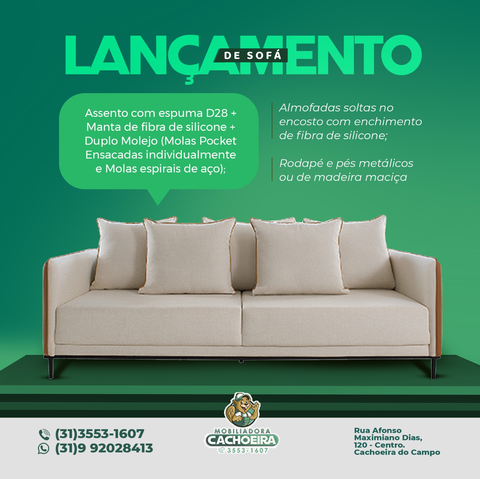 Lançamento de sofá 🛋✨ 

Venha conferir e garantir o seu com o melhor preço da região! ❤️

✅ Entrega Rápida ✅ Crediário p