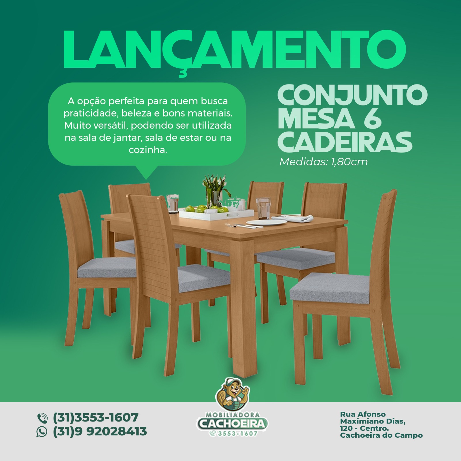 ✨ Come qualidade e resistência, o Conjunto Mesa 6 cadeiras é ideal para dar aquele up na decoração do seu lar, deixando 