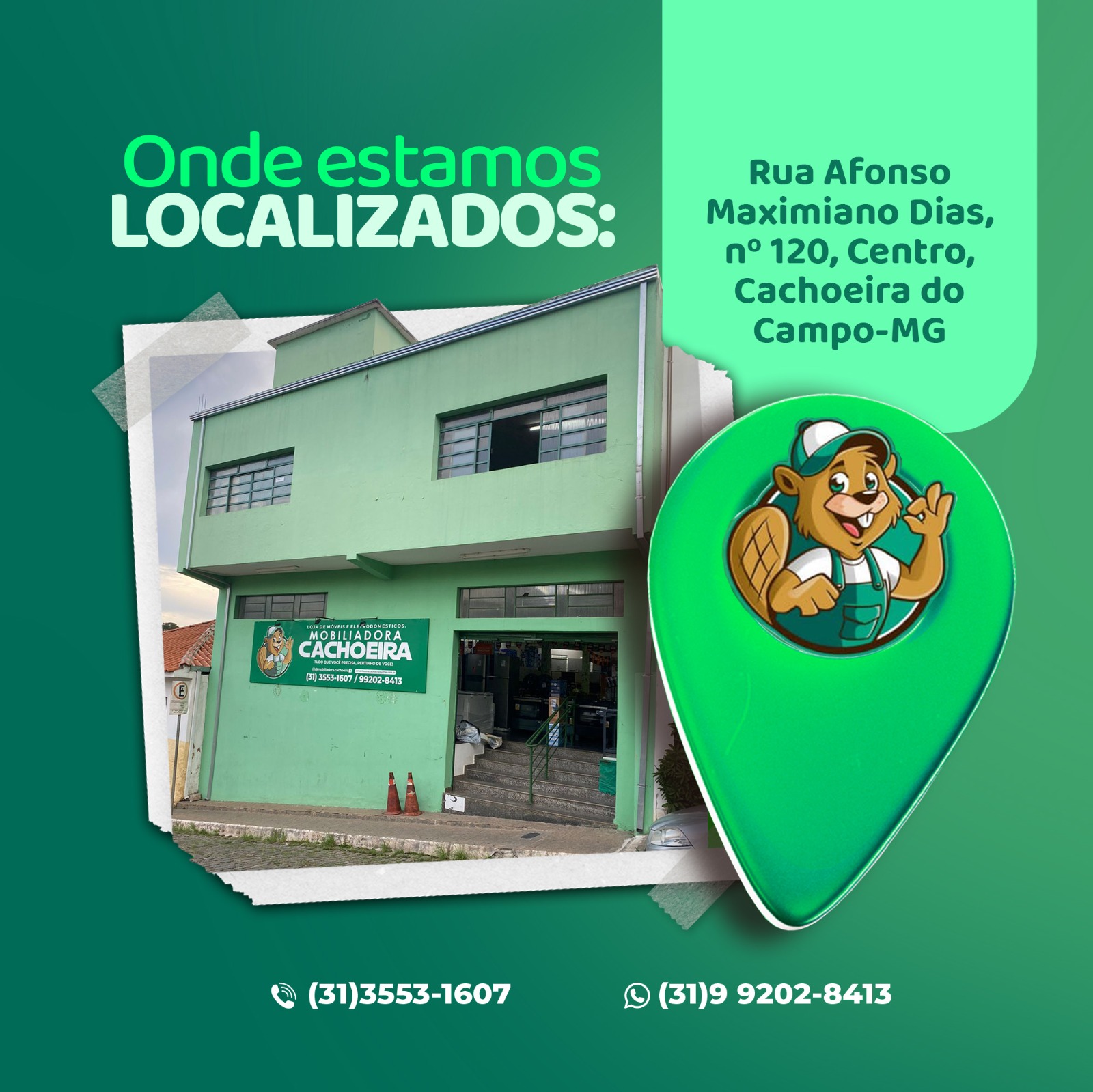 Estamos pertinho de você! 
Venha nos fazer uma visita, estamos te esperando! 💚

A melhor Loja de Móveis e Eletro da cid