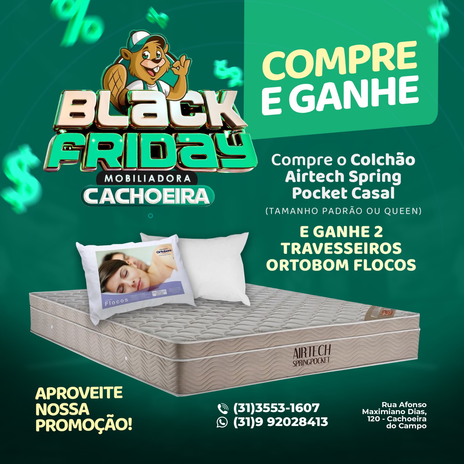A BLACK FRIDAY CHEGOU NA MOBILIADORA CACHOEIRA! 🖤
E traz para você a melhor promoção do ano!

✨Compre o Colchão Airtech 