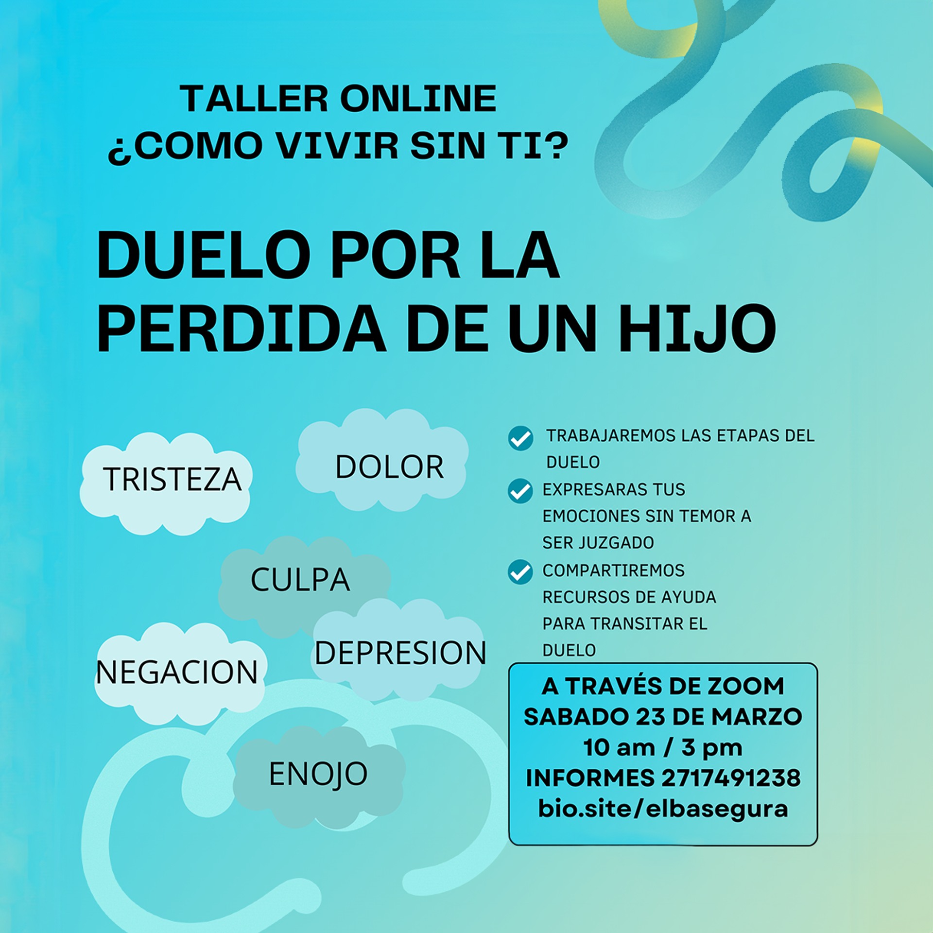 💖 ¡Taller Online! ¿Sientes el peso del duelo por la pérdida de un hijo? ¿Te sientes con depresión, culpa, dolor, tristez