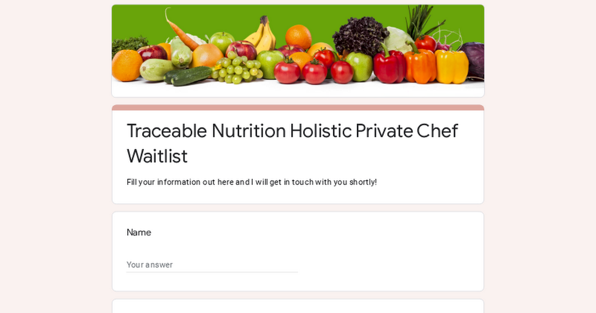 Traceable Nutrition Holistic Private Chef Waitlist thumbnail