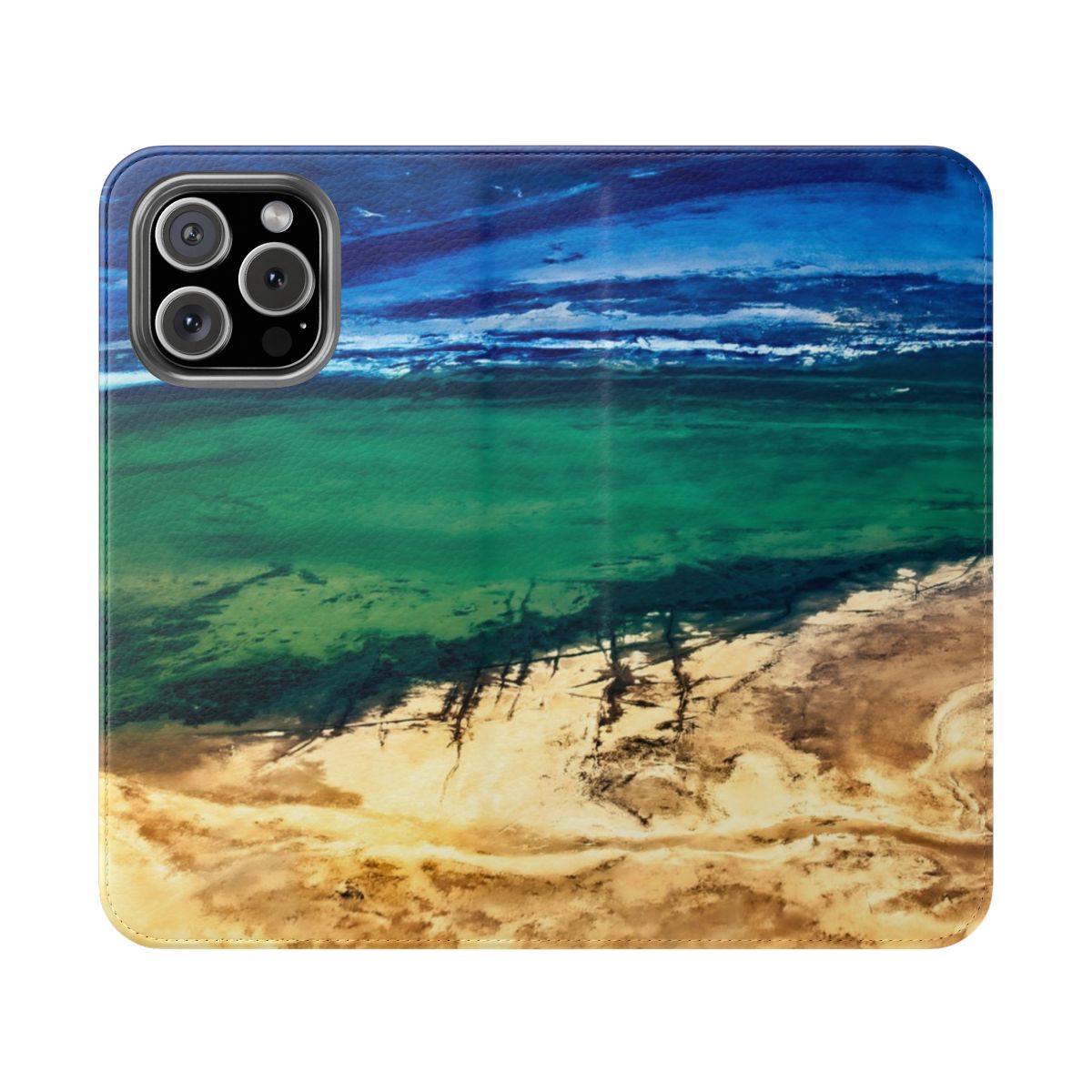 Colorful Beach Flip Case, Ocean Wave Phone Cover, Eco-Friendly Card Holder, Travel Gift, Summer Vibes Accessory - $35.68 - Distant Horizons thumbnail