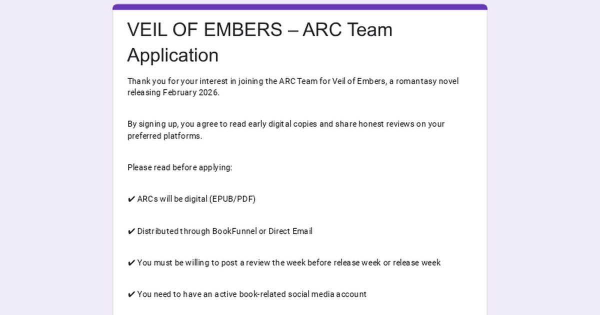 VEIL OF EMBERS – ARC Team Application thumbnail