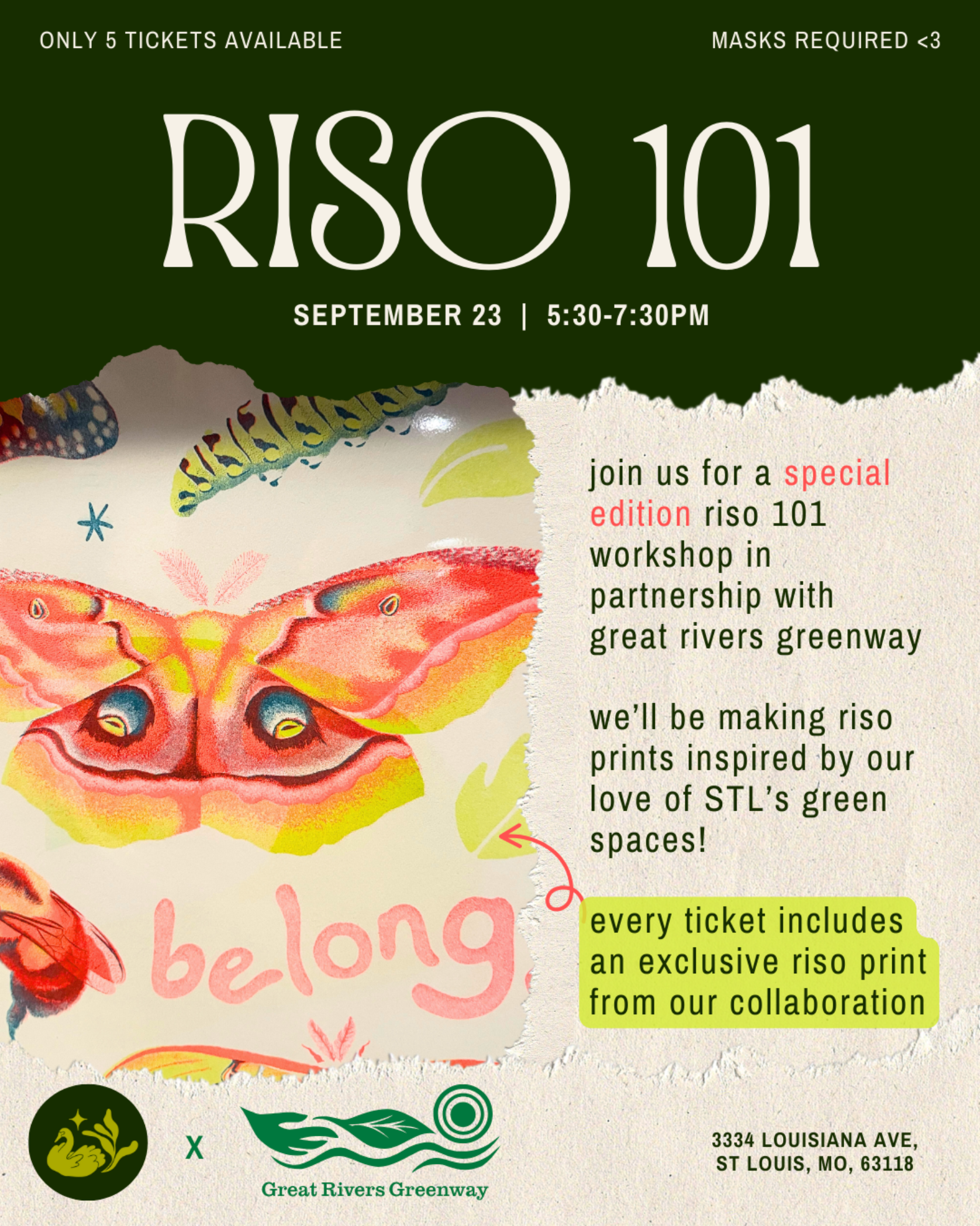 Exclusive Riso 101 w/ Great Rivers Greenway — 9/23 (free print included! 🦋) thumbnail