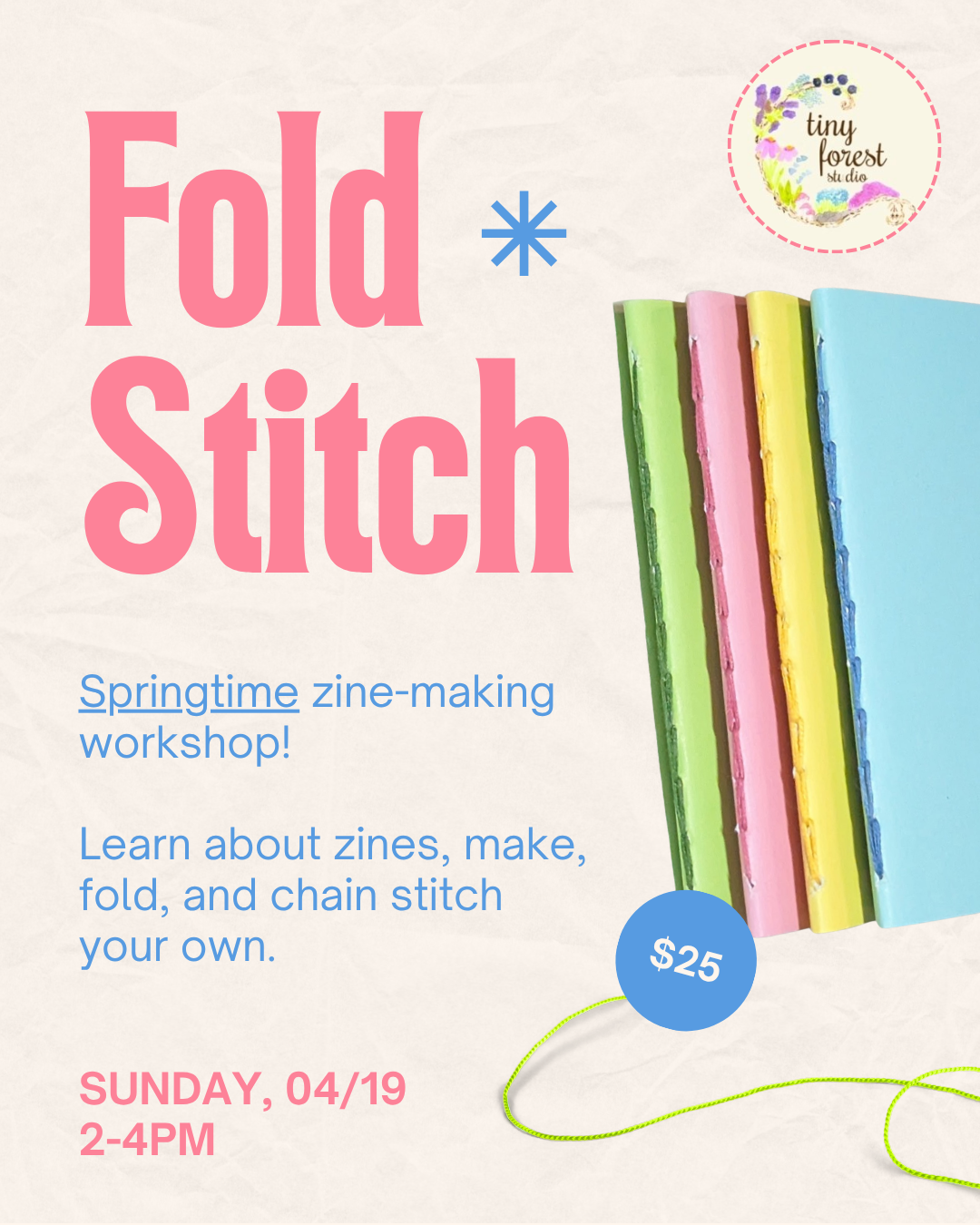 Chain-stitch Zine-Making Workshop  — 4/19 thumbnail