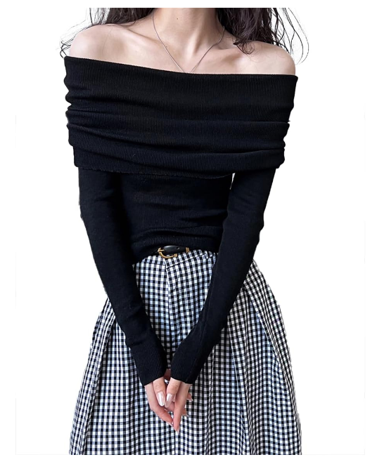 Sleeve Off The Shoulder Sweater Tops thumbnail