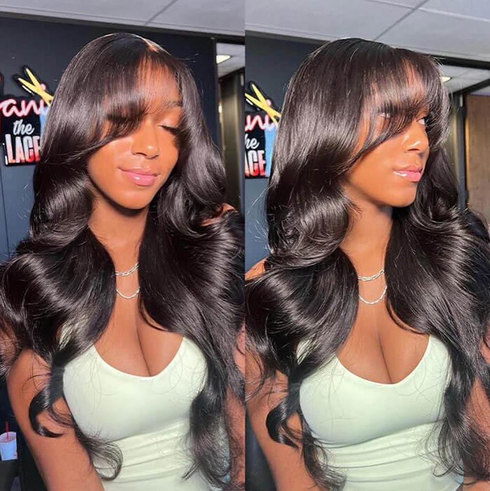 Curtain bangs wear go body wave 6x5 HD lace glueless wig with layers | Mscoco Hair thumbnail