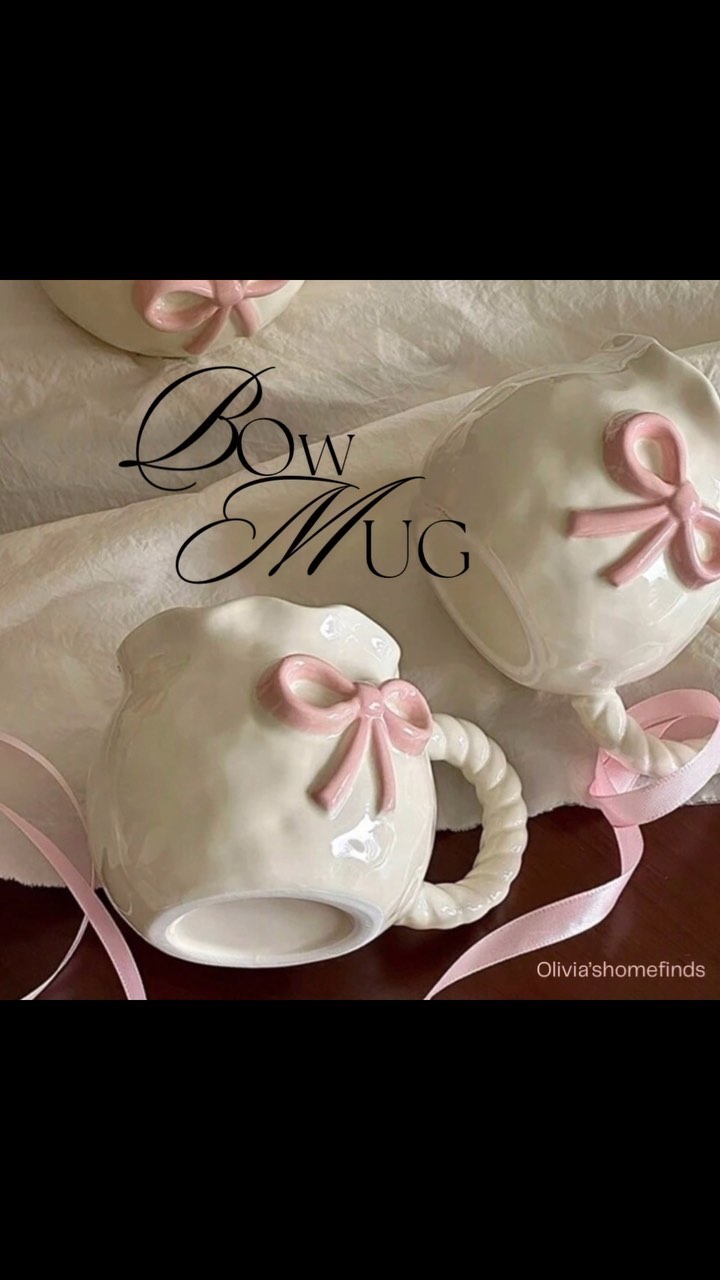 Ceramic bow mug, handmade ceramic mug with bow, cute bow design ceramic mug, bow shaped ceramic coffee mug, unique ceram