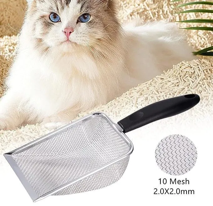 Pá Higiênica de areia para gatos - Peneira de c oletora de aço inox thumbnail