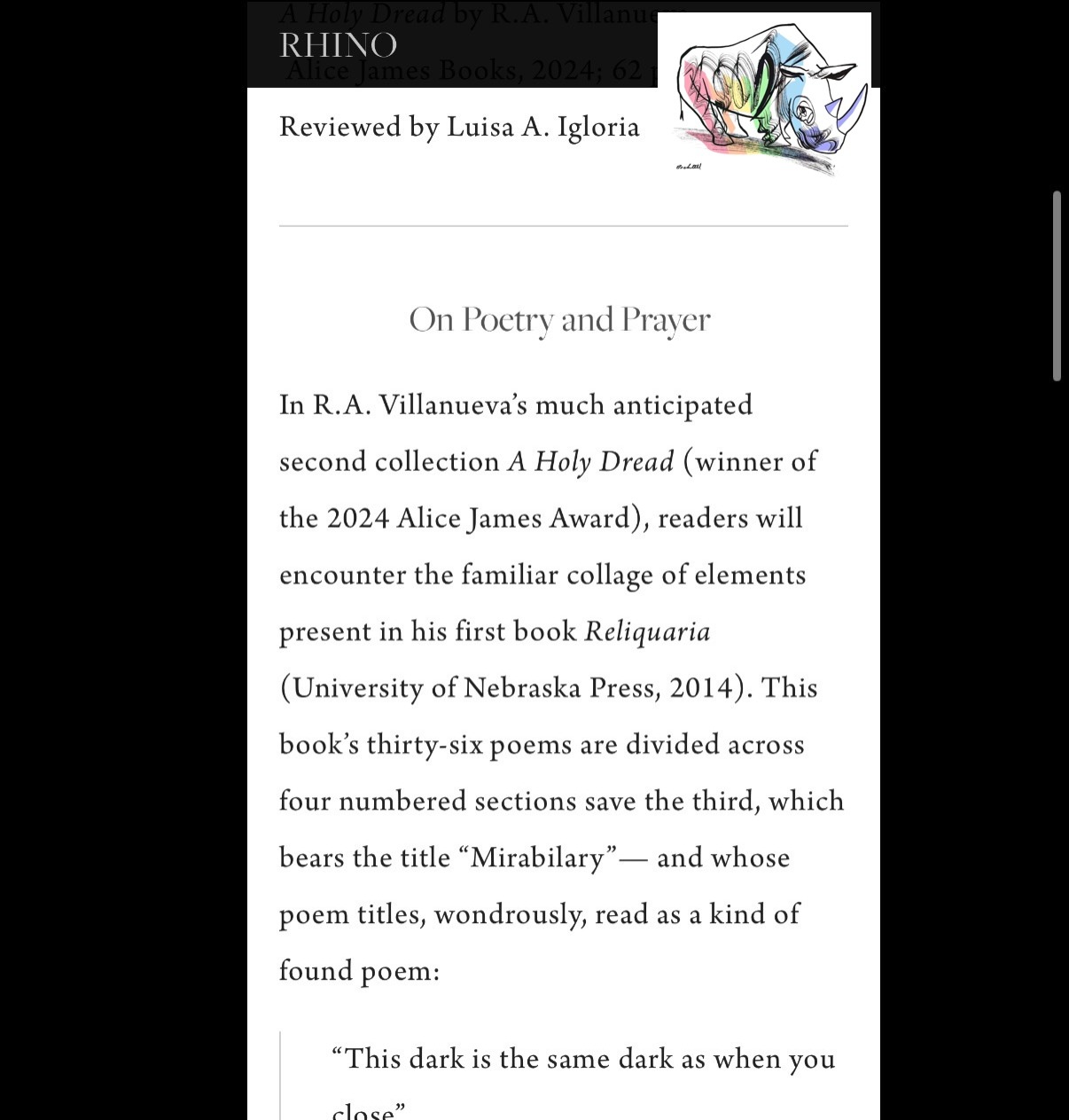 "On Poetry and Prayer," a review by Luisa A. Igloria thumbnail