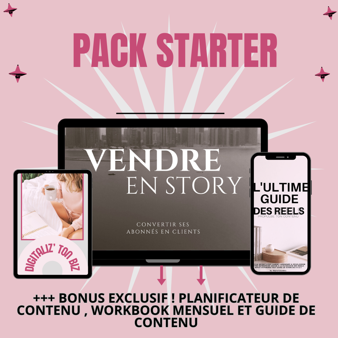 𝐏𝐀𝐂𝐊 𝐒𝐓𝐀𝐑𝐓𝐄𝐑 𝐃𝐄 𝐃𝐄𝐌𝐀𝐑𝐑𝐀𝐆𝐄🔥 - Ce bundle comprend les 3 guides à un prix PROMOTIONNEL de 57€ : DIGITALIZTONBIZ,  ULTIME REELS & VENDRE EN STORY + DES BONUS EXCLUSIFS🎁🎁  Idéal pour se lancer  thumbnail