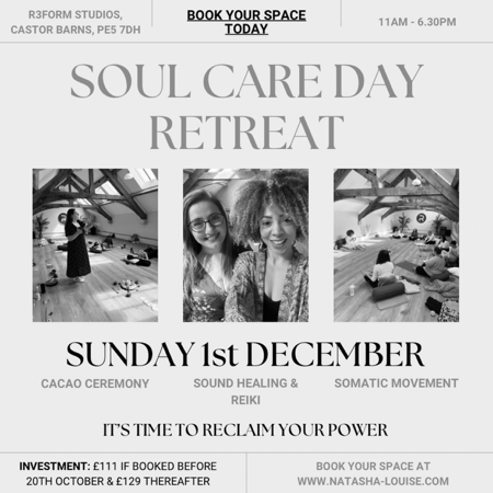 SOUL CARE DAY RETREAT - 1st December  @ R3FORM thumbnail