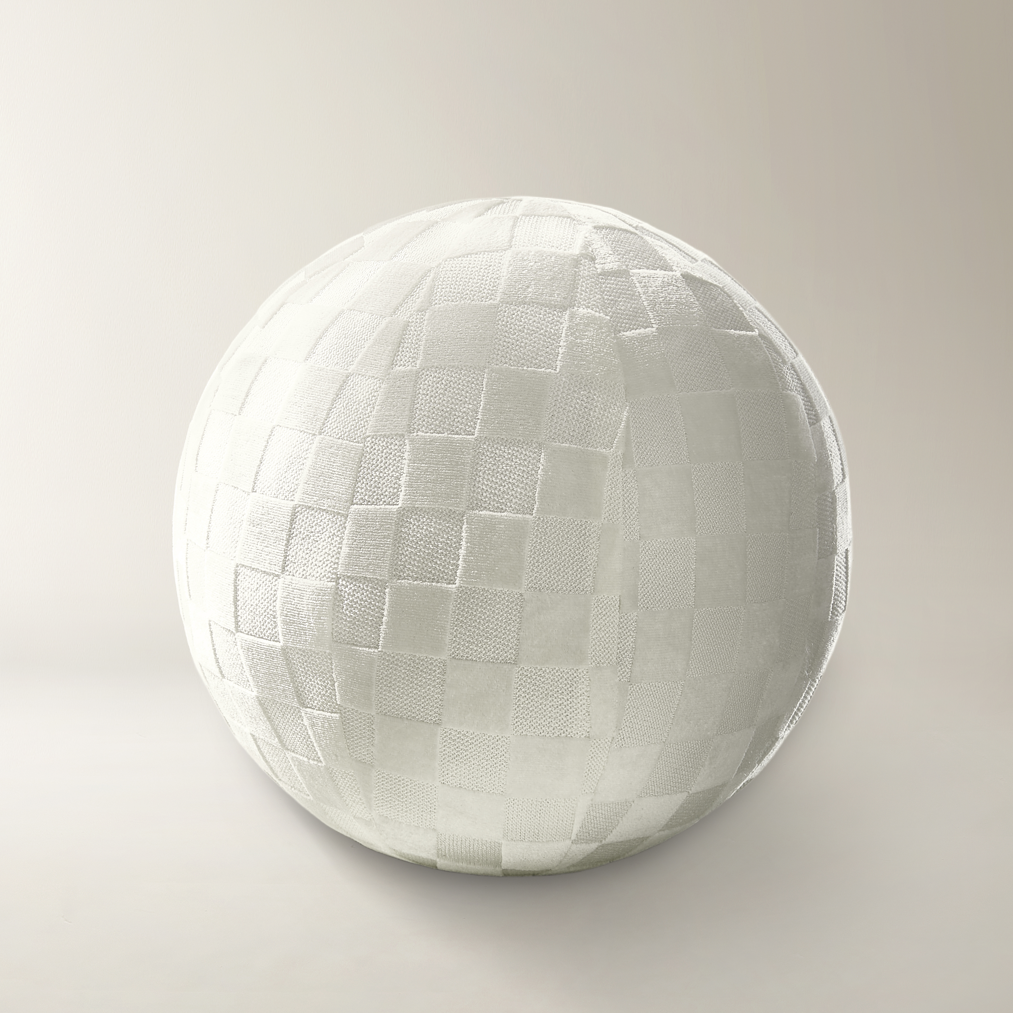 Checker Velvet Ball Pillow 12" - White thumbnail