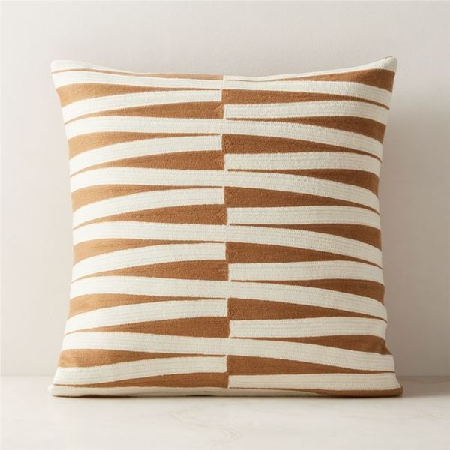 2 | Umara Warm White And Light Brown Cotton Throw Pillow With Down-Alternative Insert 20"x20" thumbnail