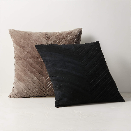 CB2 | Kerro Woven Suede Throw Pillow with Feather-Down Insert 18''x18" thumbnail