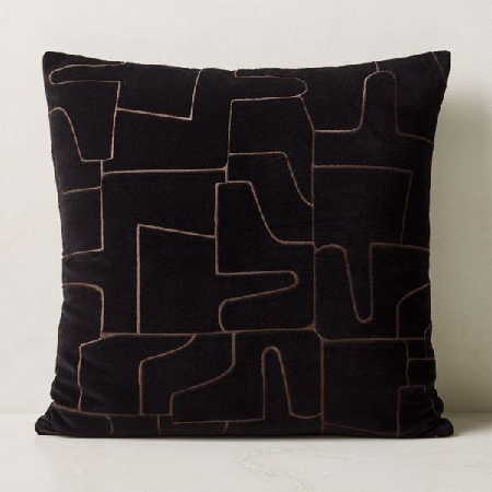 CB2 | Arabella Black Velvet Throw Pillow With Down-Alternative Insert 23"x23" thumbnail