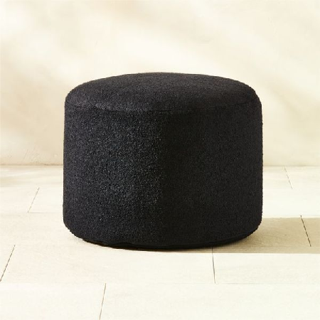 CB2 | Silves Boucle Outdoor Pouf 24" - Black thumbnail